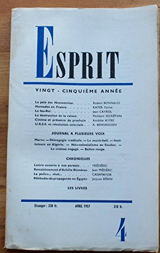 esprit n, 4 de avril 1957 - vingt-cinquième année